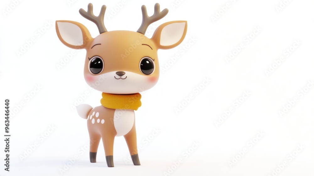 A cute cartoon deer with antlers and a scarf, designed in a playful, friendly style. A cute cartoon deer with antlers and a scarf, designed in a playful, friendly style.