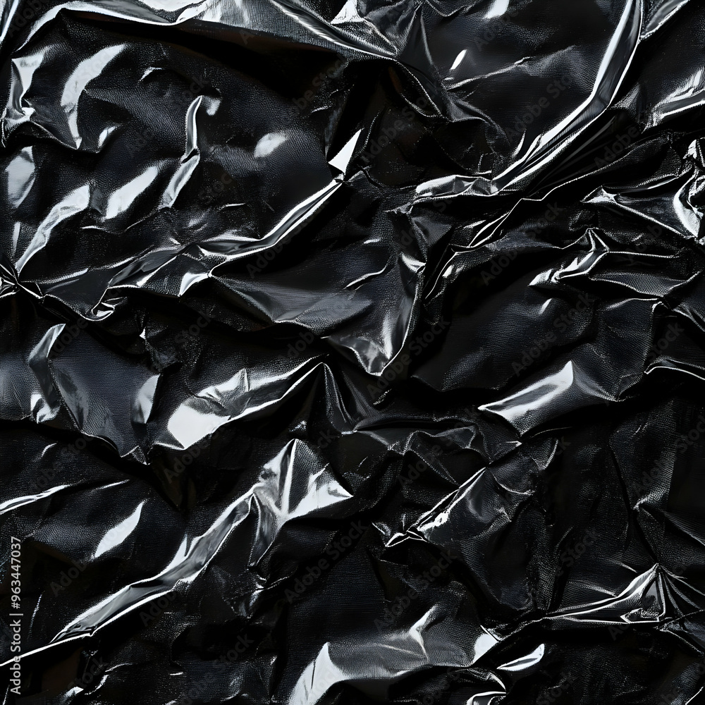 Black Abstract Background, Wrinkled Crumpled Creased Shiny Black Plastic Black Abstract Background, Wrinkled Crumpled Creased Shiny Black Plastic