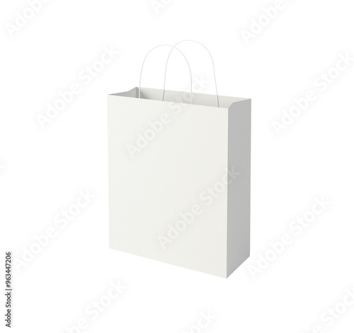 Wallpaper Mural White Paper shopping Bag Gift bag, Takeaway bag With Handle, Retail Packaging,  on white background Torontodigital.ca