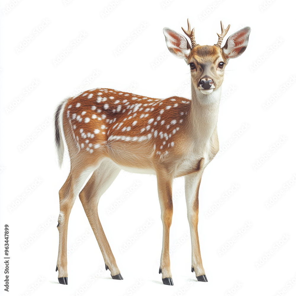 Photograph of a deer isolated on a white background Photograph of a deer isolated on a white background