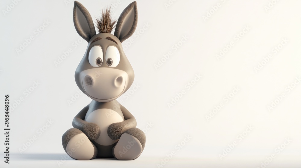 A cute cartoon donkey sitting, showcasing a friendly and playful character design. A cute cartoon donkey sitting, showcasing a friendly and playful character design.