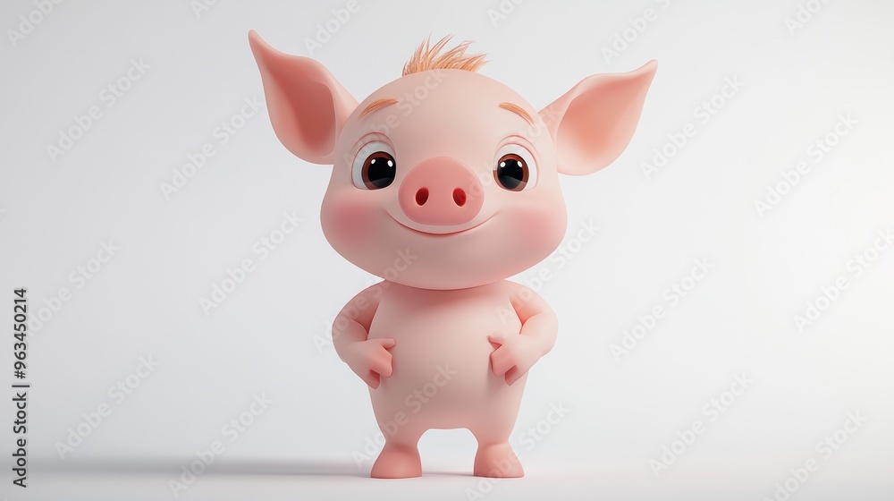 A cute cartoon pig character with a cheerful expression and a playful stance. A cute cartoon pig character with a cheerful expression and a playful stance.