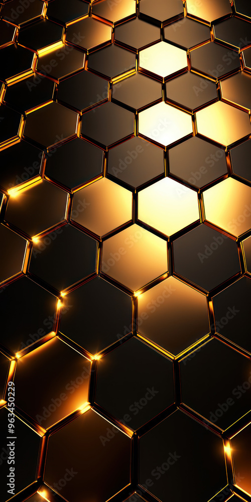 Gold hexagon background. Hexagonal shapes, honeycomb pattern. Aesthetic, elegant, warm and vibrant wallpaper. Luxury design. Gold hexagon background. Hexagonal shapes, honeycomb pattern. Aesthetic, elegant, warm and vibrant wallpaper. Luxury design.
