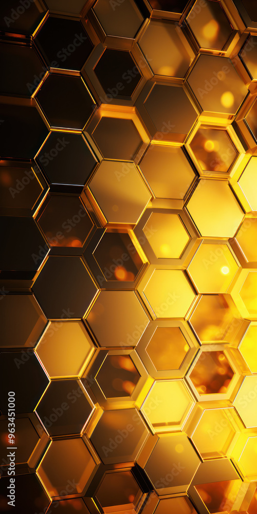 Gold hexagon background. Hexagonal shapes, honeycomb pattern. Aesthetic, elegant, warm and vibrant wallpaper. Luxury design. Gold hexagon background. Hexagonal shapes, honeycomb pattern. Aesthetic, elegant, warm and vibrant wallpaper. Luxury design.