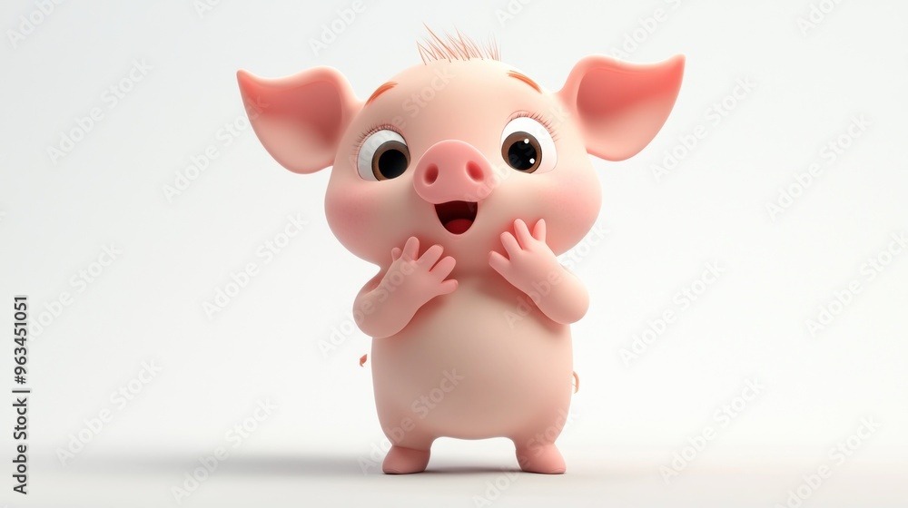 A cute cartoon pig character with a joyful expression, perfect for children's content. A cute cartoon pig character with a joyful expression, perfect for children's content.
