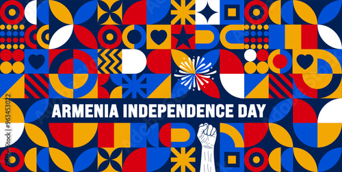 21 September Armenia independence day geometric shape pattern background or banner design template. Holiday concept. Template for background, banner, card, poster, placard, design. eps 10
