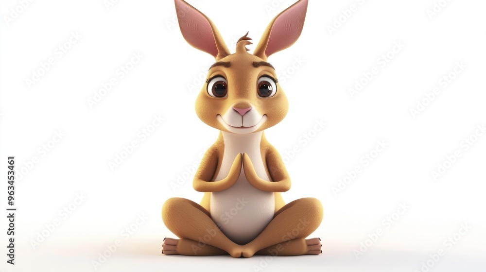 A cute cartoon rabbit sitting in a meditative pose, promoting calmness and mindfulness. A cute cartoon rabbit sitting in a meditative pose, promoting calmness and mindfulness.