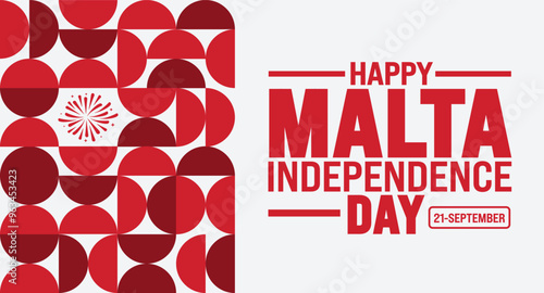 21 September Malta independence day geometric shape pattern background or banner design template. Holiday concept. Template for background, banner, card, poster, placard, design. eps 10