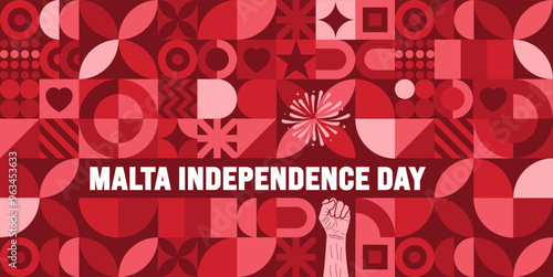 21 September Malta independence day geometric shape pattern background or banner design template. Holiday concept. Template for background, banner, card, poster, placard, design. eps 10