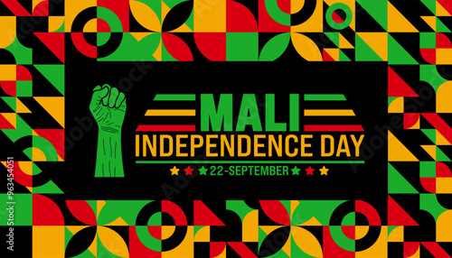 22 September Mali independence day geometric shape pattern background or banner design template. Holiday concept. Template for background, banner, card, poster, placard, design. eps 10