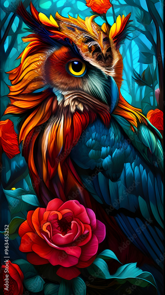 Naklejka premium a visually descriptive image from intricate floral design to realistic animal portrait.