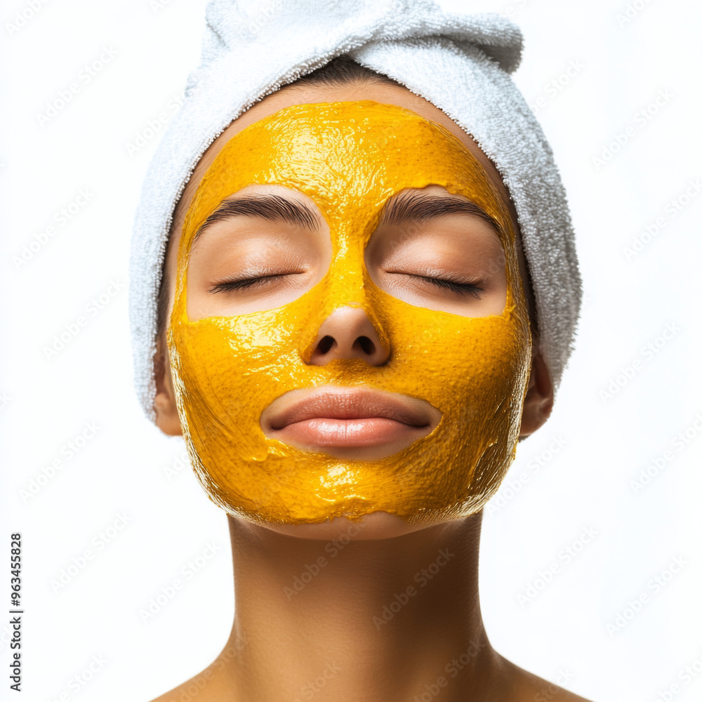 Turmeric based face mask isolated on white background Turmeric based face mask isolated on white background