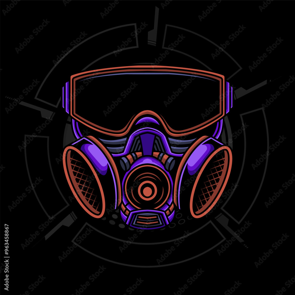 Detailed Cyberpunk mask illustration vector. Vector eps 10 Detailed Cyberpunk mask illustration vector. Vector eps 10