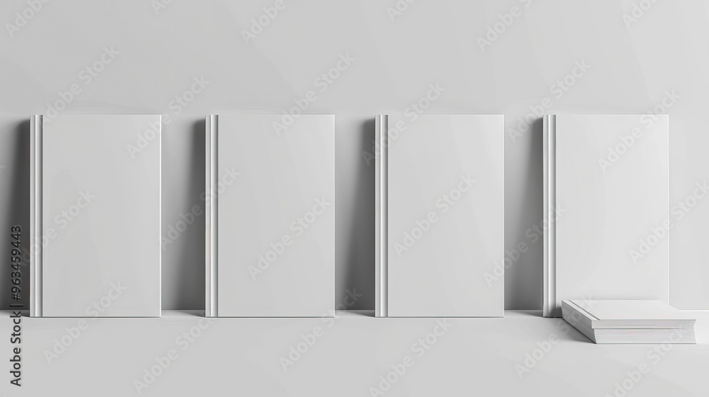 Fototapeta premium set of magazine covers from different sides on a white background mock up 