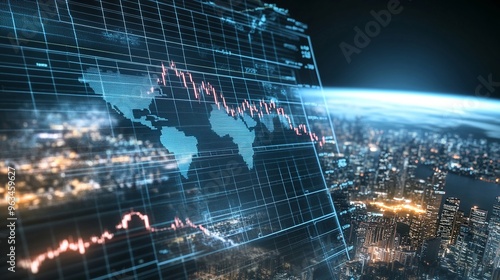 Digital graph showing sharp declines in interest rates