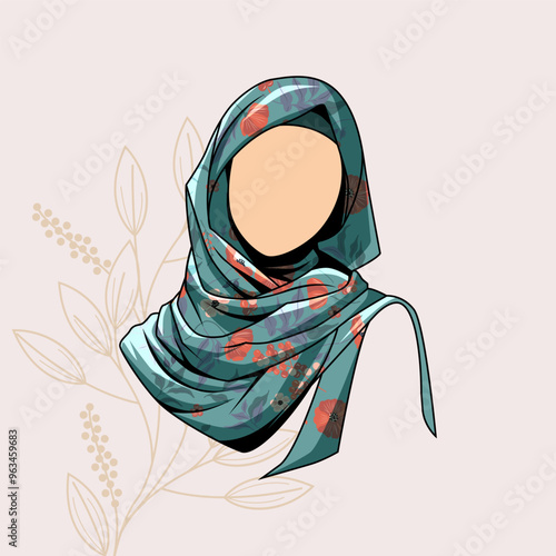 Muslim women hijab  template for graphic resources. Vector eps 10
