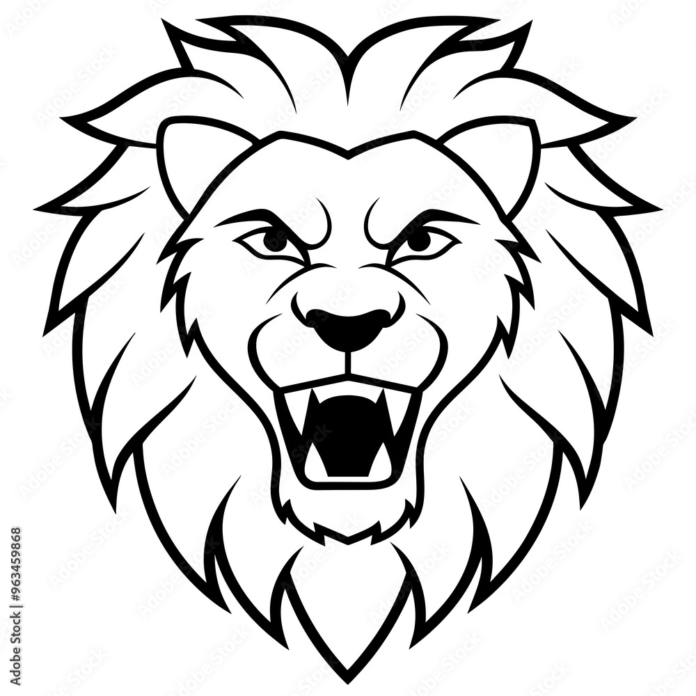 Angry Lion Face Silhouette line art vector illustration art Angry Lion Face Silhouette line art vector illustration art