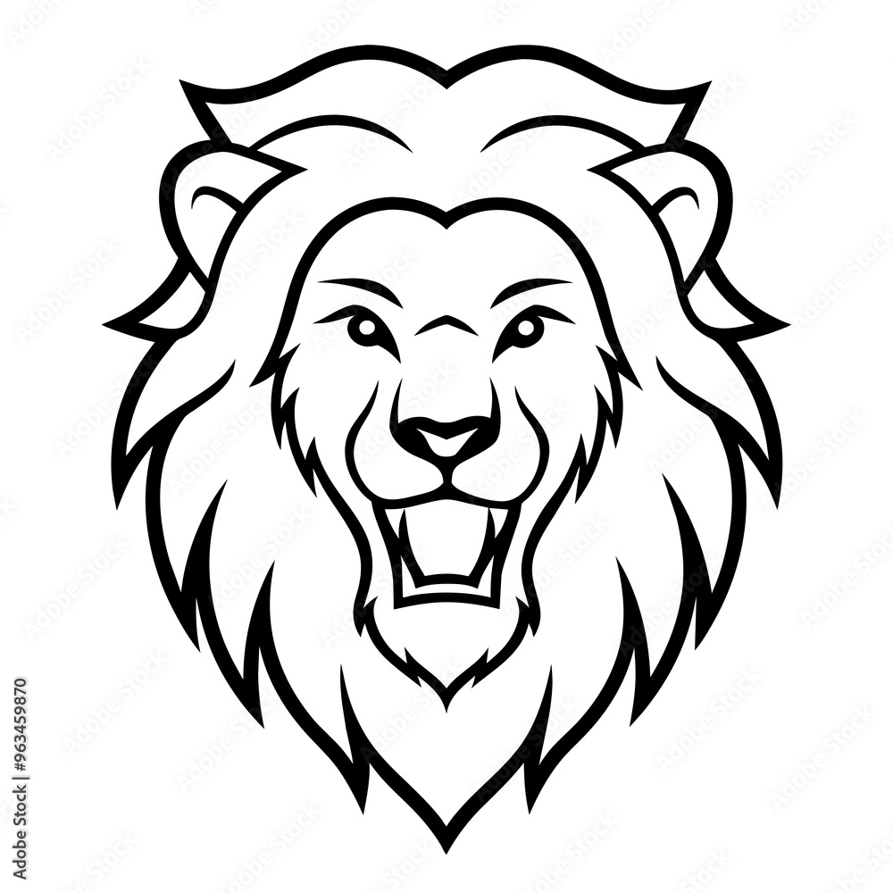 Angry Lion Face Silhouette line art vector illustration art Angry Lion Face Silhouette line art vector illustration art
