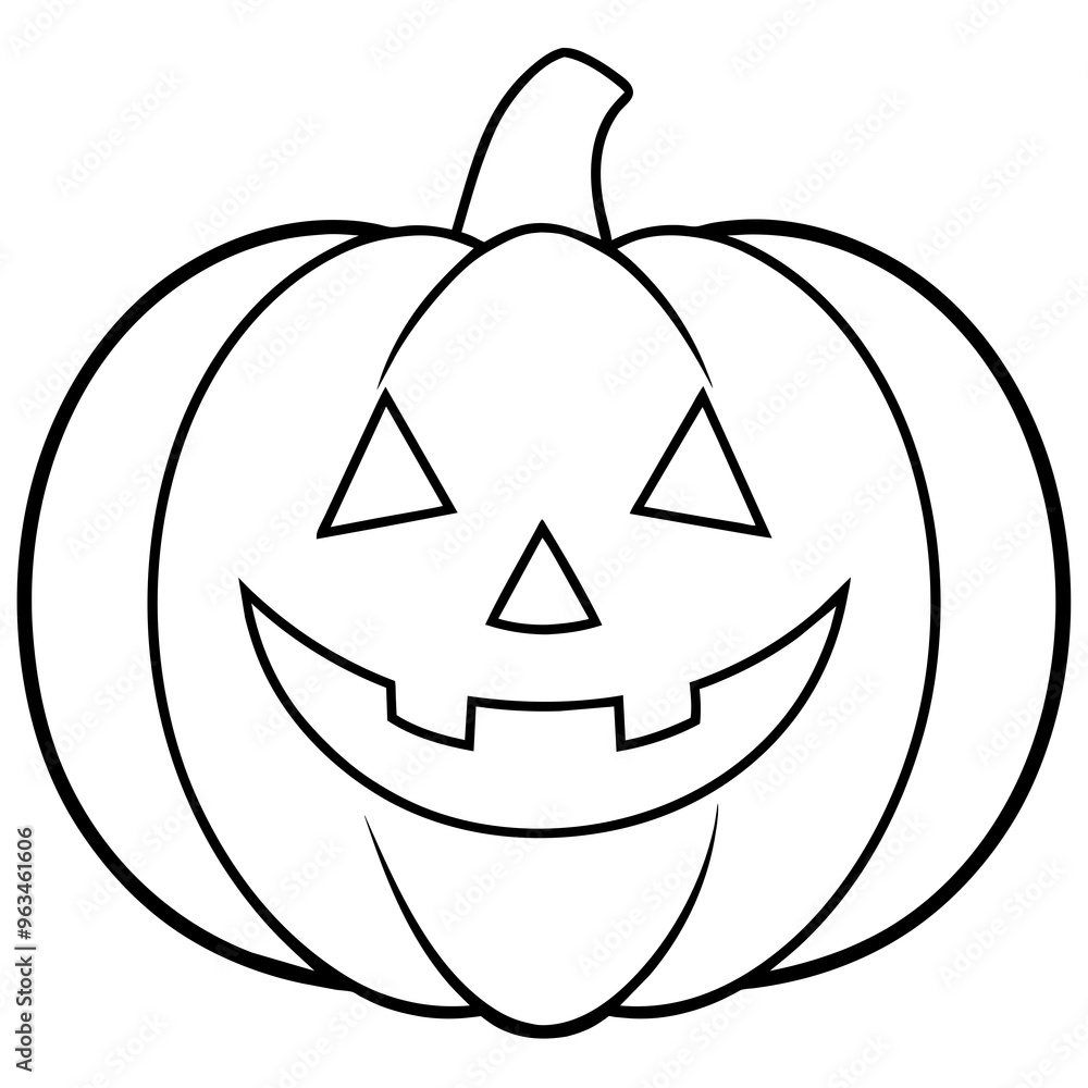 Halloween pumpkin scary jack o lantern line art vector illustration Halloween pumpkin scary jack o lantern line art vector illustration