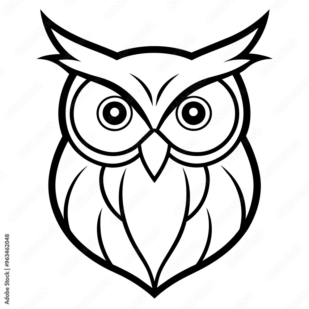 Fototapeta premium Owl line art vector illustration