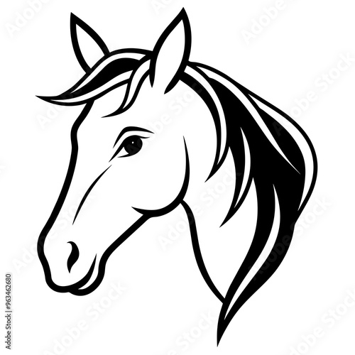 Horse Face real line art silhouette vector illustration drawing