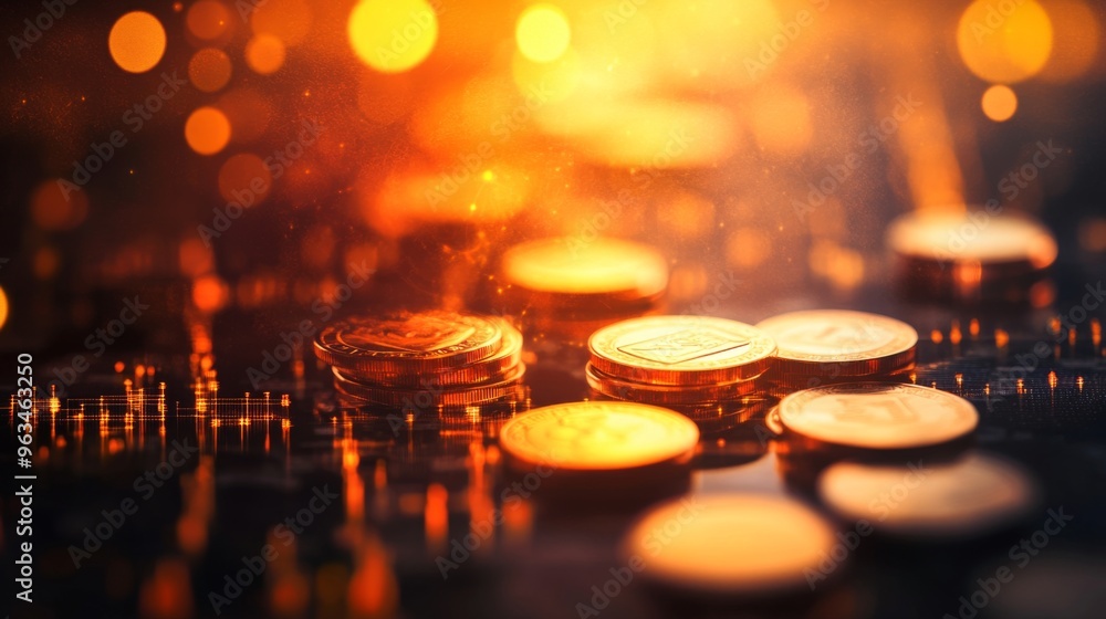 Golden stack of coins burning in the dark, symbolizing financial wealth and investment Golden stack of coins burning in the dark, symbolizing financial wealth and investment