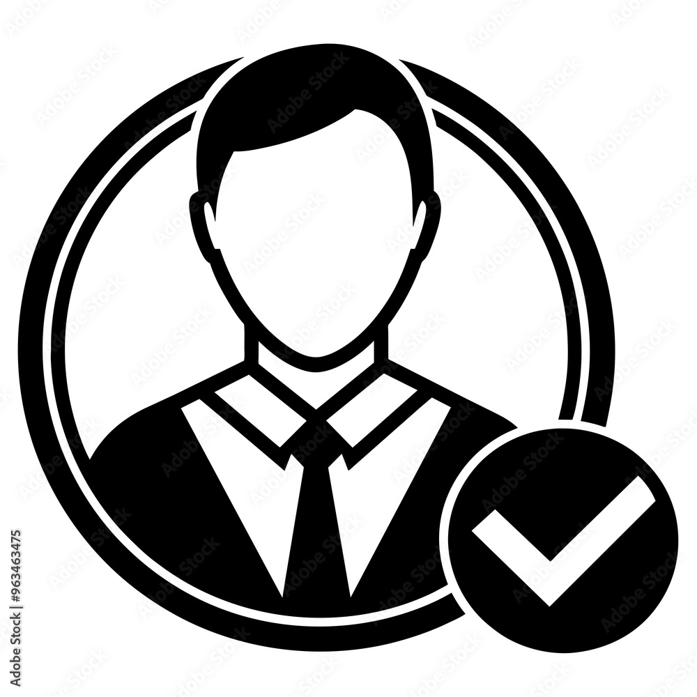 Business Man Silhouette Logo Verified Vector Illustration