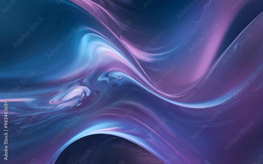 Naklejka premium Abstract liquid swirl. Abstract digital art of flowing, vibrant blue and purple paint. Ideal for modern, tech, and design themes.