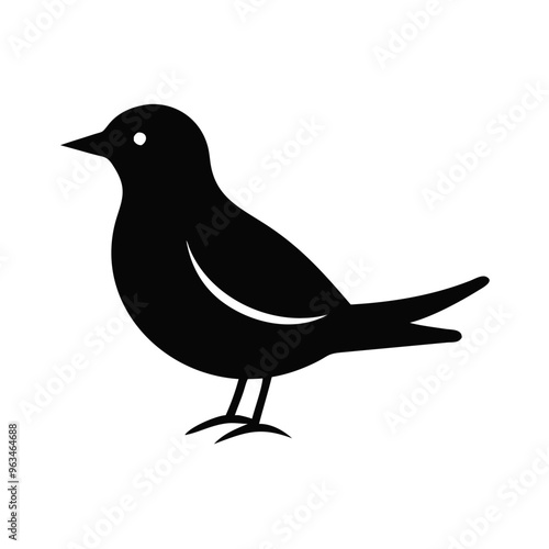 Stylized silhouette of a bird standing on a white background