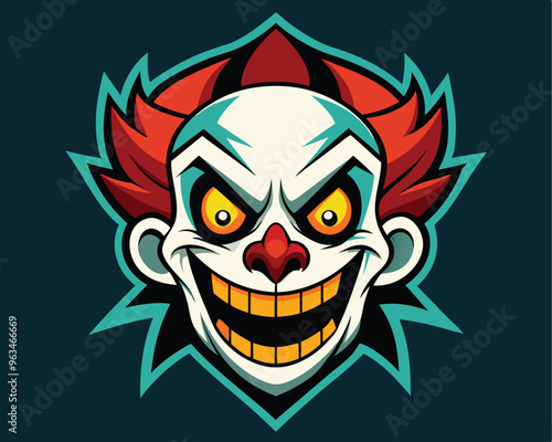 Scary clown face vector illustration