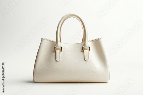 Elegant modern handbag, fashion element, neutral tones, isolated on white background