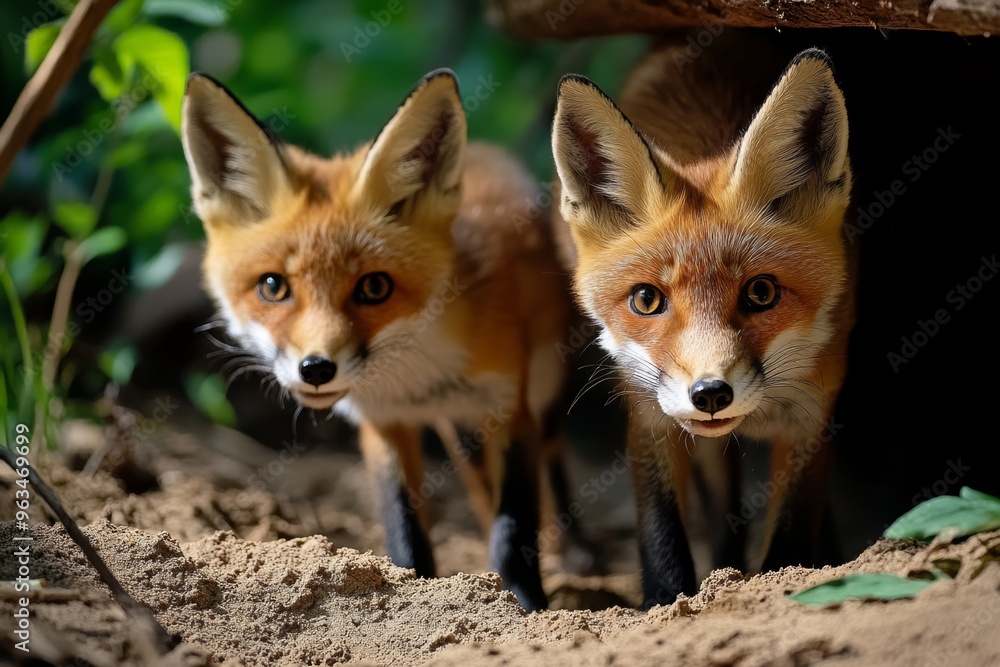 Foxes yipping and playing at the edge of the camp as they chase one another through the shadows, their movements swift and playful Foxes yipping and playing at the edge of the camp as they chase one another through the shadows, their movements swift and playful