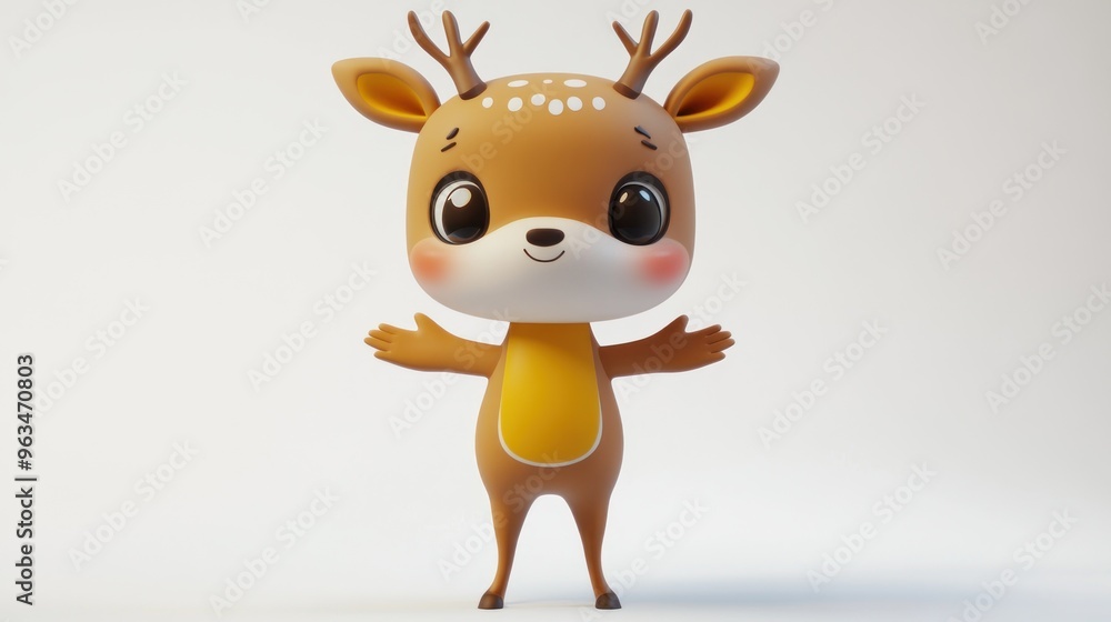 A cute, cartoonish deer character with a friendly expression and small antlers. A cute, cartoonish deer character with a friendly expression and small antlers.
