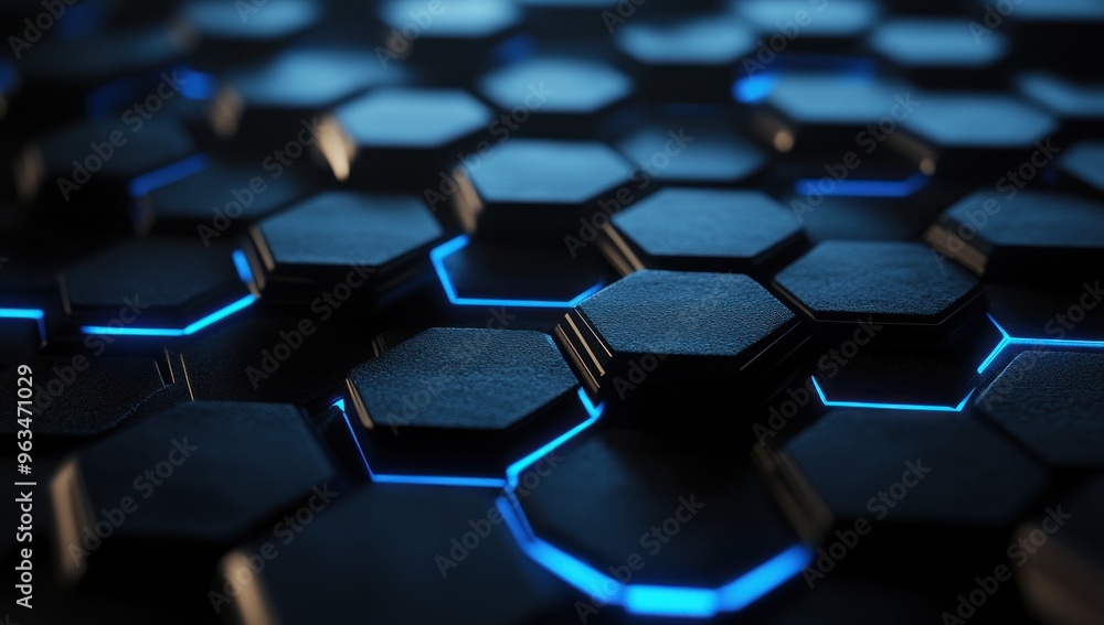 Abstract Hexagon Pattern with Blue Glowing Lines Abstract Hexagon Pattern with Blue Glowing Lines