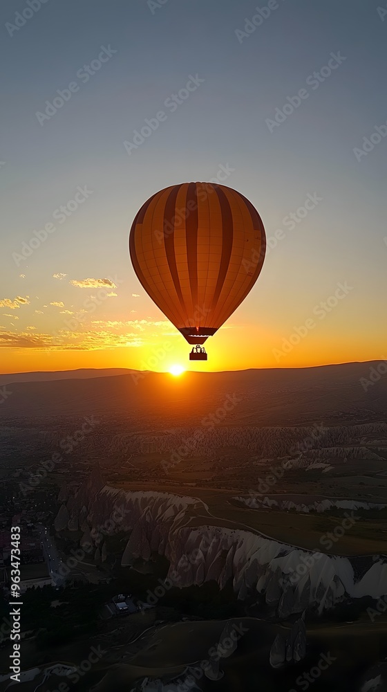 Hot Air Balloon Soaring Above Cappadocia at Sunset Hot Air Balloon Soaring Above Cappadocia at Sunset
