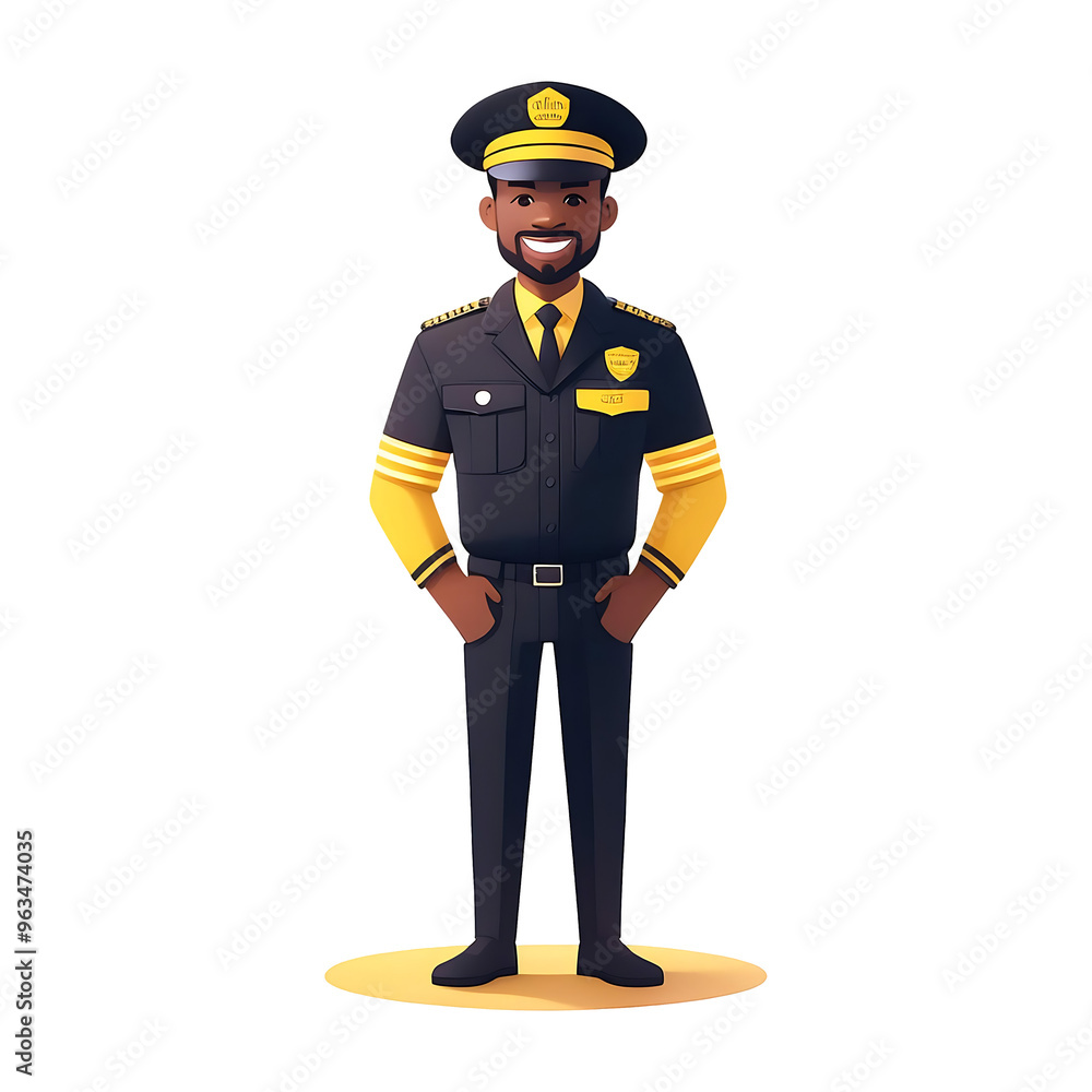 Fototapeta premium taxi driver with a hat, standing and facing forward