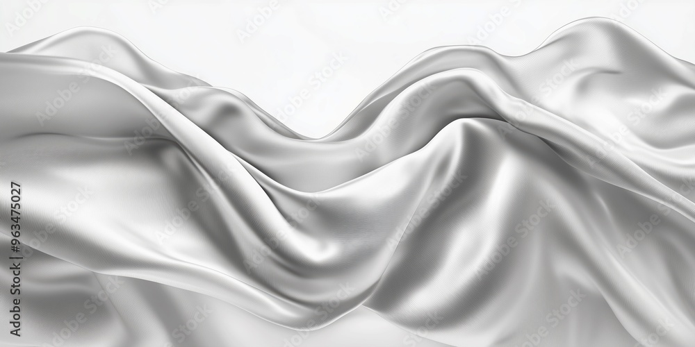 Fototapeta premium detailed image of flowing white fabric in soft lighting, showcasing smooth textures and elegant wave-like folds, ideal for minimalist and luxury-themed visuals.