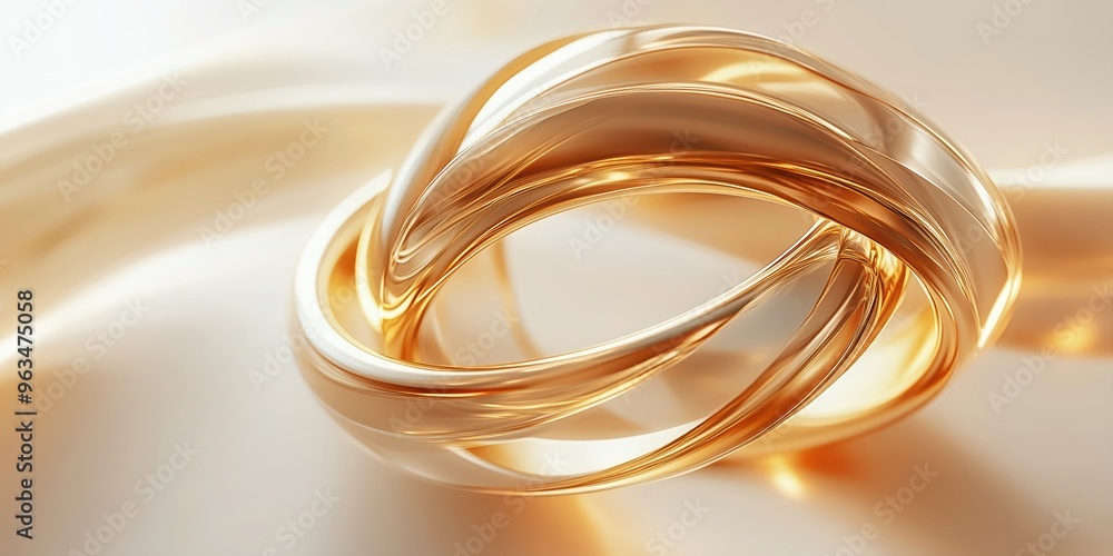 3D abstract composition of intertwined golden rings on a soft light background, perfect for wedding invitations, jewelry promotions, and luxury-themed designs. 3D abstract composition of intertwined golden rings on a soft light background, perfect for wedding invitations, jewelry promotions, and luxury-themed designs.