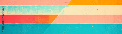 A vibrant abstract pattern featuring bold stripes in pink, orange, blue, and yellow, perfect for modern design projects.