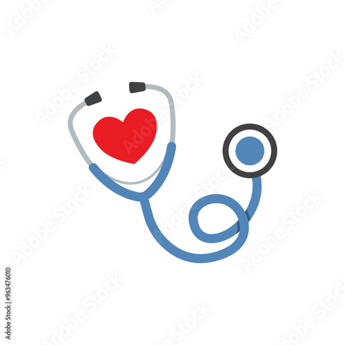 Medical stethoscope icon in flat style. Doctor instrument vector illustration on isolated background. Medicine and healthcare sign business concept.