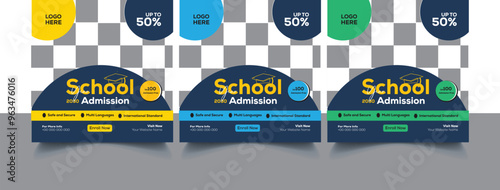 School Admission Social Media Post Banner Promotion Ads | Educational Social Media Most Square Flyer Back To School | Web Banner Design Template With Various Colors Bundle
