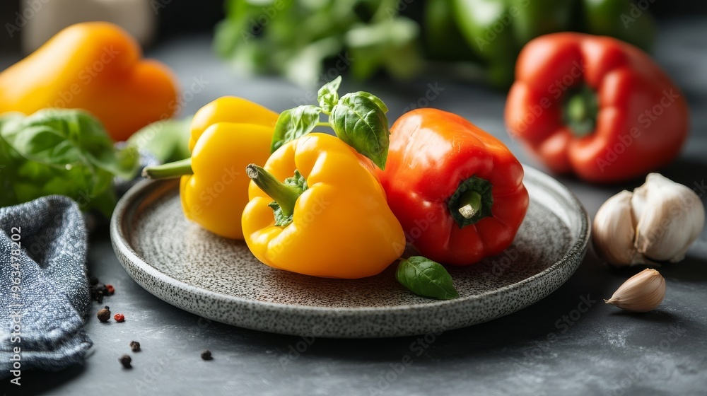 Yellow paprika on plate