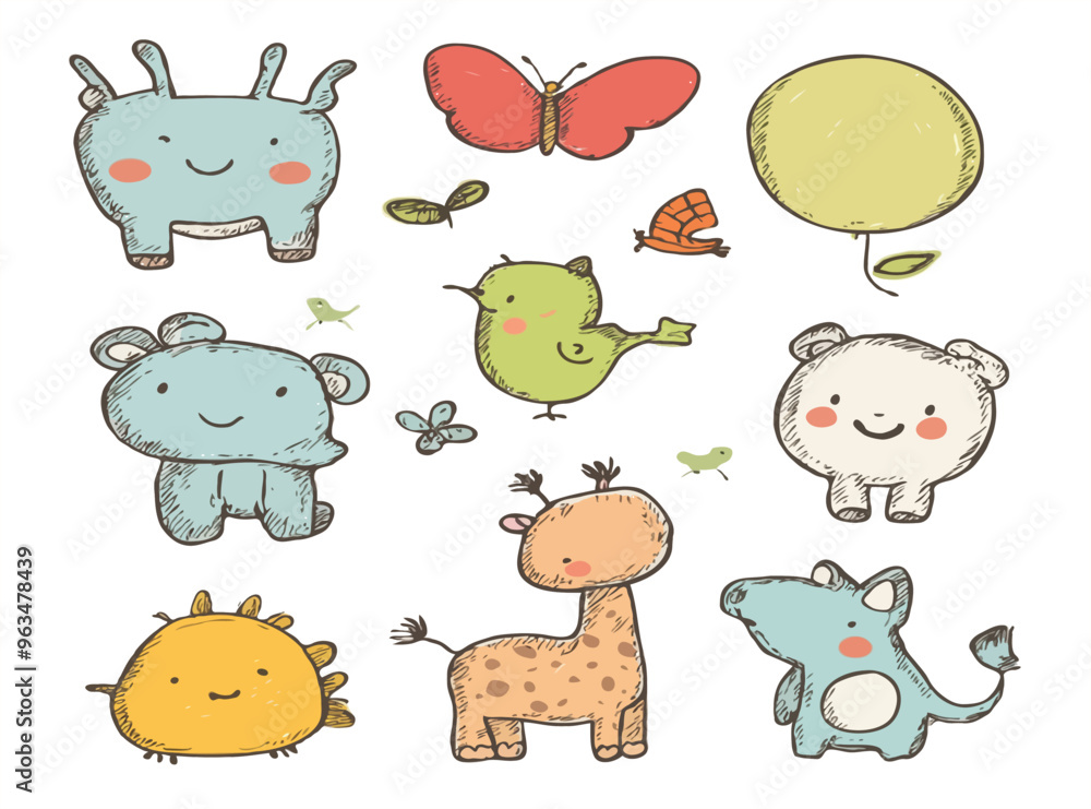 Fototapeta premium set of funny animals