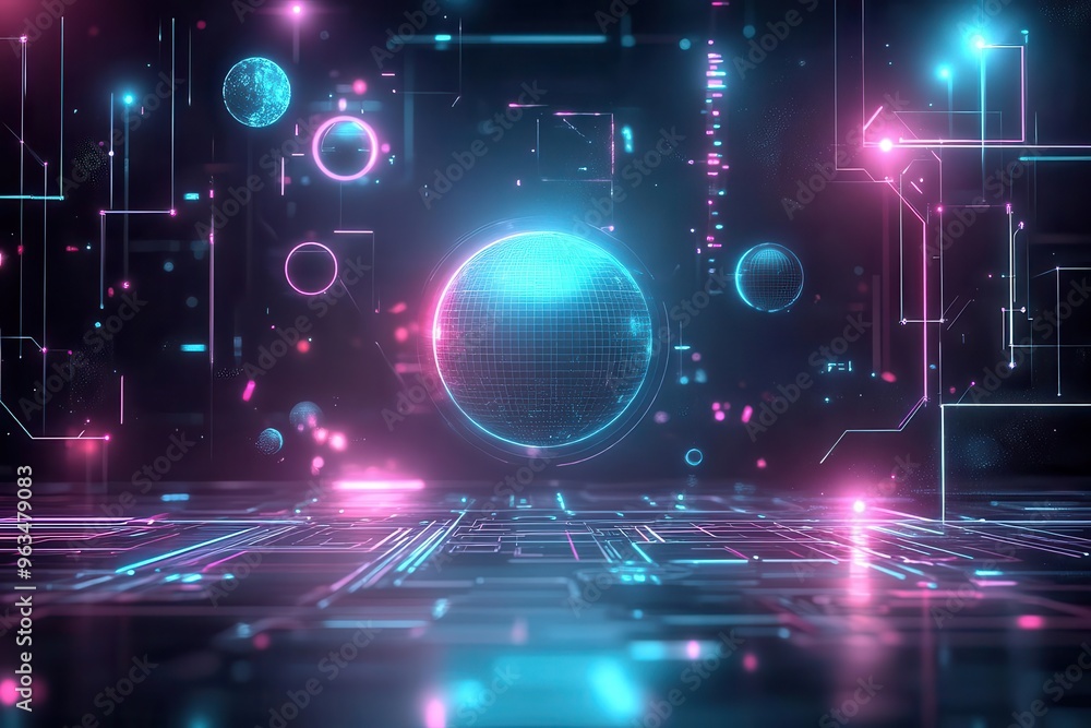 Obraz premium Space exploration scene, sci-fi element, digital painting, dark and neon colors, isolated on white background