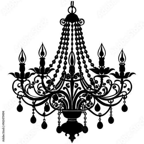 Chandelier silhouette vector illustrarion