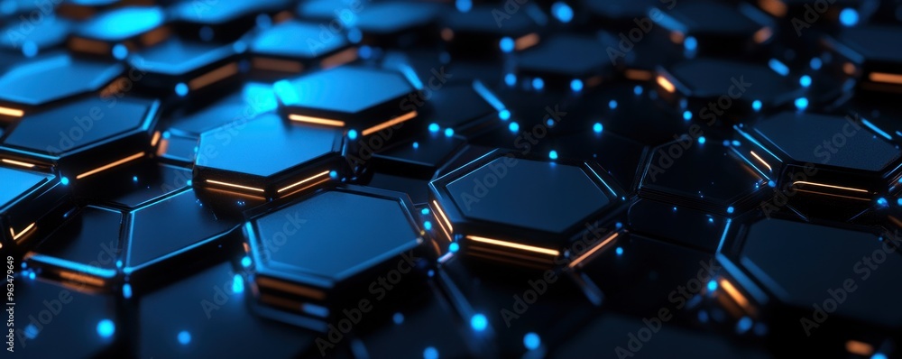 Fototapeta premium Abstract Hexagon Pattern with Glowing Edges
