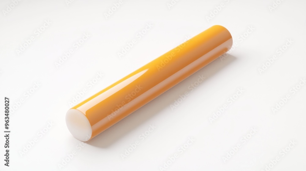 A glossy, cylindrical object with a gradient orange color, possibly a design element. A glossy, cylindrical object with a gradient orange color, possibly a design element.