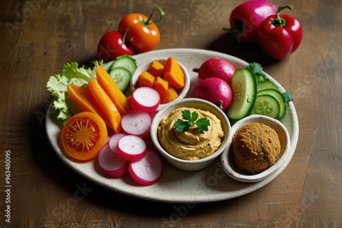 A delicious vegetarian snack plate featuring falafel Ai Generated