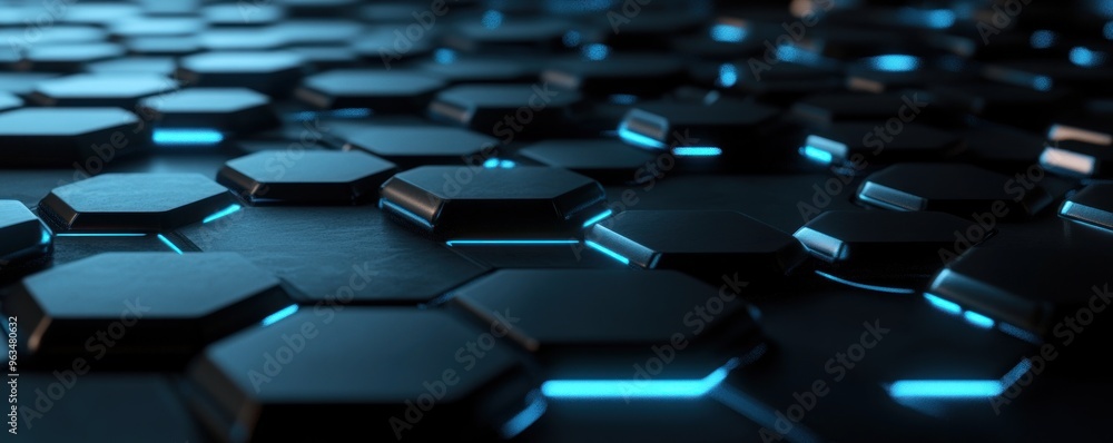 Abstract Hexagonal Pattern with Blue Glowing Lines Abstract Hexagonal Pattern with Blue Glowing Lines