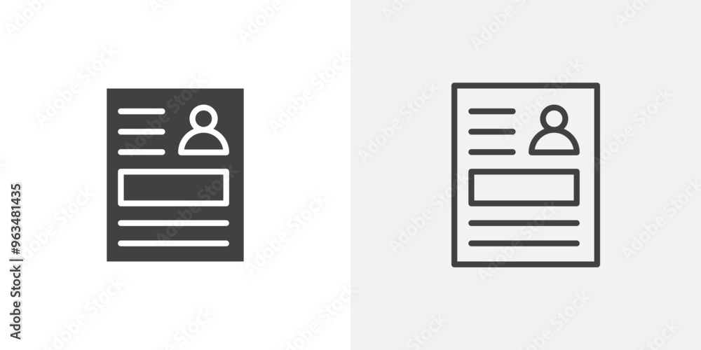 Resume icon in black filled and outlined style Resume icon in black filled and outlined style